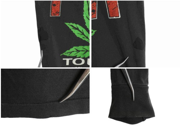 90s ★ パンテラ マリファナ イラスト ツアー プリント 長袖 Tシャツ メンズ XL オールド 当時物 ロンT バンド ロック メタル ガンジャ 黒