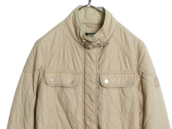 00s ローレン ラルフローレン 中綿 ナイロン キルティング ジャケット レディース M ポロ オールド サファリ タイプ ベルト付き ジャンパー