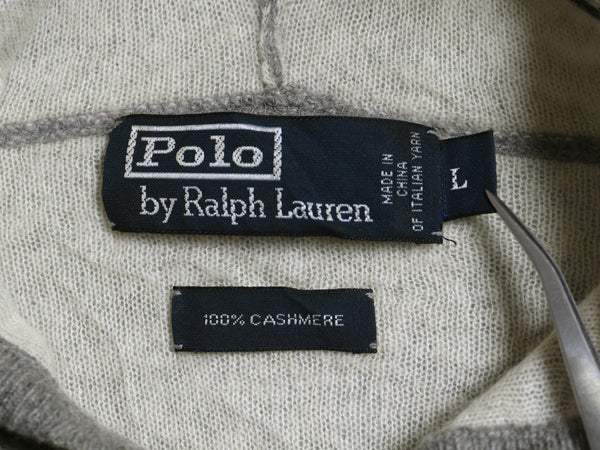 00s ポロ ラルフローレン ニット フード パーカー メンズ レディース L / オールド 100% カシミヤ プルオーバー 無地 シンプル セーター 灰