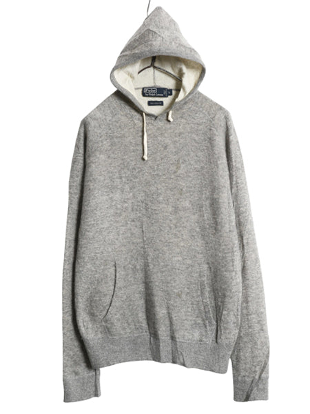 00s ポロ ラルフローレン ニット フード パーカー メンズ レディース L / オールド 100% カシミヤ プルオーバー 無地 シンプル セーター 灰