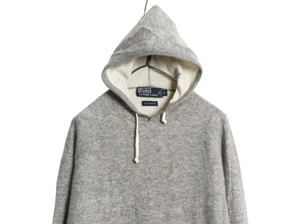 00s ポロ ラルフローレン ニット フード パーカー メンズ レディース L / オールド 100% カシミヤ プルオーバー 無地 シンプル セーター 灰