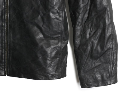 90s オールド ギャップ 本革 レザー ジャケット メンズ L / 革ジャン 中綿 キルティング フルジップ ハイネック シングル ライダース 黒 