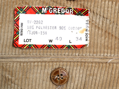 デッドストック 80s USA製 マクレガー 太畝 コーデュロイ パンツ メンズ 40 34 / 新品 ヴィンテージ トラウザー ストレート 大きいサイズ