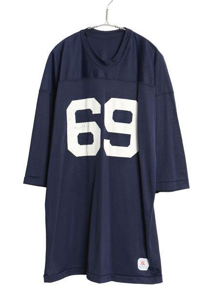 70s USA製 チャンピオン 両面 プリント フットボール Tシャツ メンズ XL ヴィンテージ プロダクツタグ メッシュ 七分袖 ロンT 大きいサイズ