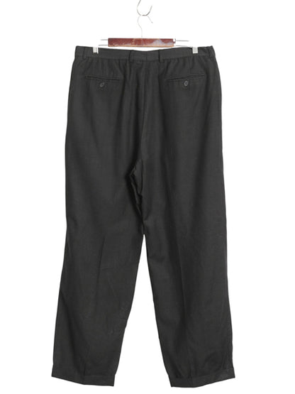80s 90s アルマーニ フラノ ウール スラックス パンツ メンズ 実寸 36 28 程 古着 ヴィンテージ オールド タック入り ワイド ストレート 黒