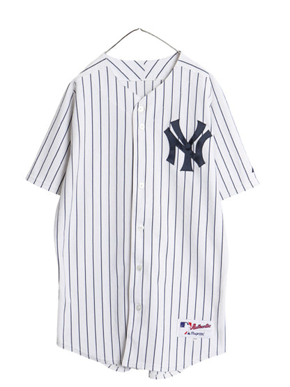 USA製 ヤンキース ベースボール シャツ メンズ XXL 程 MLB オフィシャル マジェスティック ユニフォーム 大リーグ 半袖シャツ 大きいサイズ