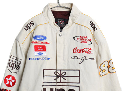 90s 00s USA製 ジェフハミルトン コットン レーシング ジャケット メンズ XXL / オールド NASCAR UPS 企業 当時物 レース 大きいサイズ