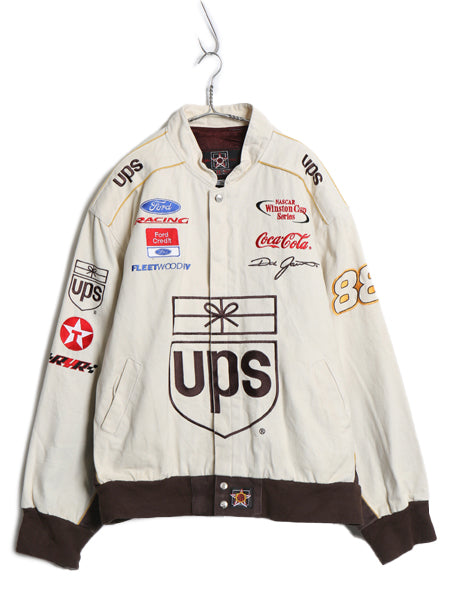 90s 00s USA製 ジェフハミルトン コットン レーシング ジャケット メンズ XXL / オールド NASCAR UPS 企業 当時物 レース 大きいサイズ