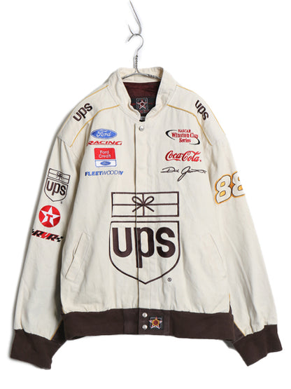 90s 00s USA製 ジェフハミルトン コットン レーシング ジャケット メンズ XXL / オールド NASCAR UPS 企業 当時物 レース 大きいサイズ