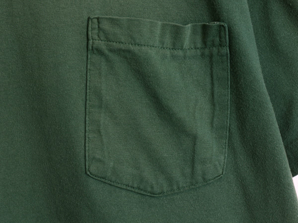 90s USA製 オールド ギャップ ポケット付き 無地 半袖 Tシャツ メンズ L シングルステッチ ヘビーウェイト コットン 耳付き ポケT グリーン