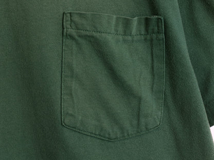 90s USA製 オールド ギャップ ポケット付き 無地 半袖 Tシャツ メンズ L シングルステッチ ヘビーウェイト コットン 耳付き ポケT グリーン