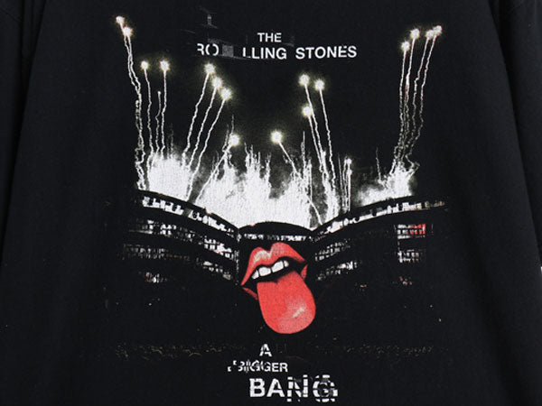 00s ローリング ストーンズ ツアー フォト イラスト プリント Tシャツ メンズ XL オールド 両面 リップタン バンド ロック 大きいサイズ 黒