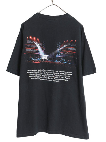 00s ローリング ストーンズ ツアー フォト イラスト プリント Tシャツ メンズ XL オールド 両面 リップタン バンド ロック 大きいサイズ 黒