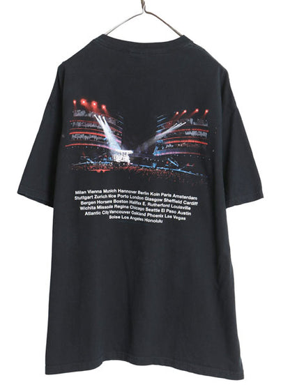 00s ローリング ストーンズ ツアー フォト イラスト プリント Tシャツ メンズ XL オールド 両面 リップタン バンド ロック 大きいサイズ 黒