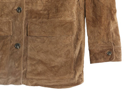 00s ローレン ラルフローレン 本革 スウェード レザー ジャケット レディース S オールド ポロ 革ジャン サファリ タイプ ハーフ コート 茶