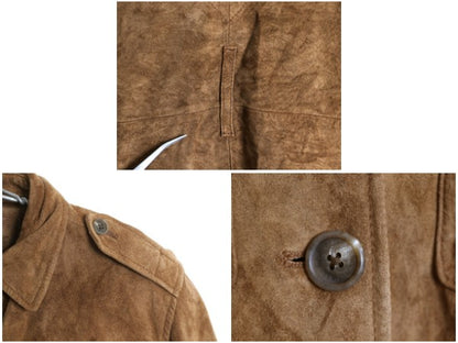 00s ローレン ラルフローレン 本革 スウェード レザー ジャケット レディース S オールド ポロ 革ジャン サファリ タイプ ハーフ コート 茶