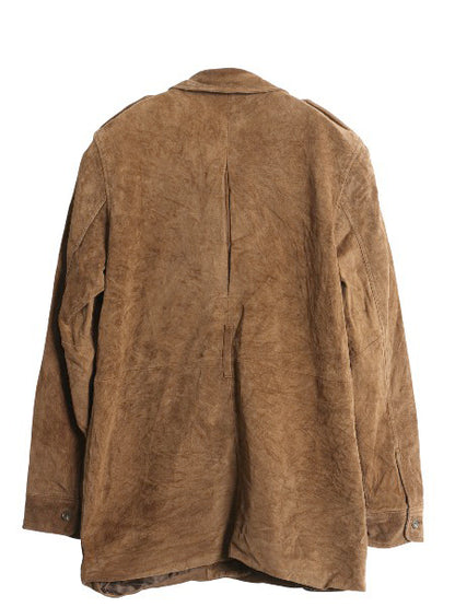 00s ローレン ラルフローレン 本革 スウェード レザー ジャケット レディース S オールド ポロ 革ジャン サファリ タイプ ハーフ コート 茶
