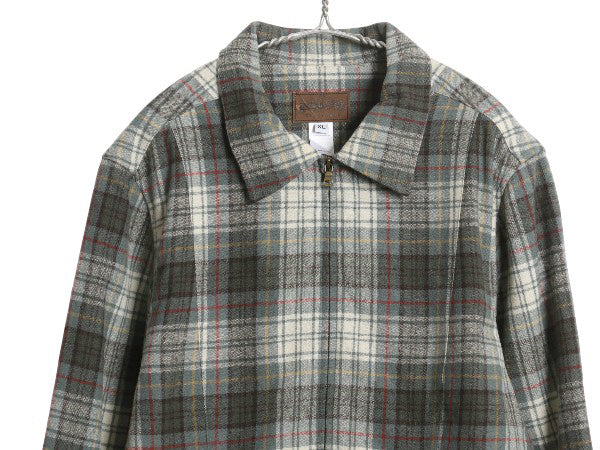 USA製 ペンドルトン フルジップ チェック ウール ジャケット レディース XL メンズ M 程/ ボックス スポジャケ 長袖 シャツ ブルゾン 薄手