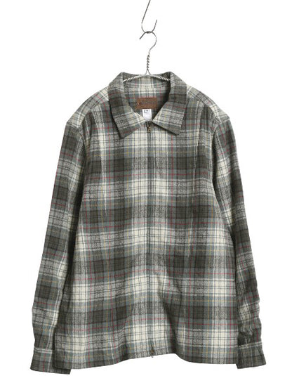 USA製 ペンドルトン フルジップ チェック ウール ジャケット レディース XL メンズ M 程/ ボックス スポジャケ 長袖 シャツ ブルゾン 薄手