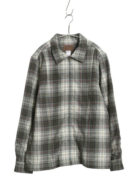 USA製 ペンドルトン フルジップ チェック ウール ジャケット レディース XL メンズ M 程/ ボックス スポジャケ 長袖 シャツ ブルゾン 薄手