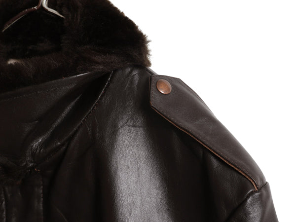 デッドストック 70s G-1 タイプ 本革 レザー フライト ジャケット メンズ M 程 ヴィンテージ A-2 革ジャン ボンバー ボア ライナー付き 茶