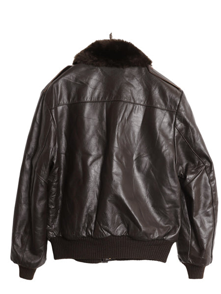 デッドストック 70s G-1 タイプ 本革 レザー フライト ジャケット メンズ M 程 ヴィンテージ A-2 革ジャン ボンバー ボア ライナー付き 茶