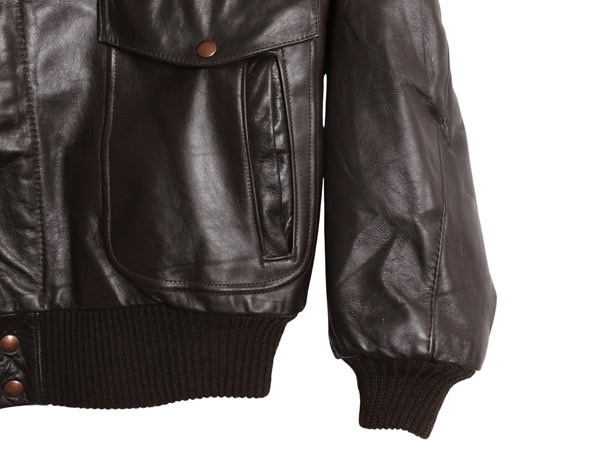 デッドストック 70s G-1 タイプ 本革 レザー フライト ジャケット メンズ M 程 ヴィンテージ A-2 革ジャン ボンバー ボア ライナー付き 茶