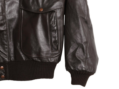 デッドストック 70s G-1 タイプ 本革 レザー フライト ジャケット メンズ M 程 ヴィンテージ A-2 革ジャン ボンバー ボア ライナー付き 茶