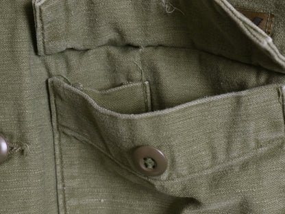 60s 米軍実物 US ARMY コットン サテン ユーティリティ シャツ S / ヴィンテージ 69年製 OG107 シャツ袖 2nd 軍物 ミリタリー ワッペン付き