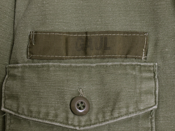 60s 米軍実物 US ARMY コットン サテン ユーティリティ シャツ S / ヴィンテージ 69年製 OG107 シャツ袖 2nd 軍物 ミリタリー ワッペン付き