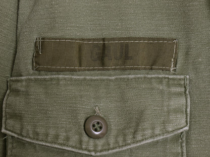 60s 米軍実物 US ARMY コットン サテン ユーティリティ シャツ S / ヴィンテージ 69年製 OG107 シャツ袖 2nd 軍物 ミリタリー ワッペン付き