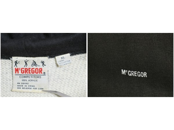 80s マクレガー 裏 サーマル フルジップ スウェット フード パーカー メンズ XL / ヴィンテージ トレーナー ワンポイント 黒 大きいサイズ