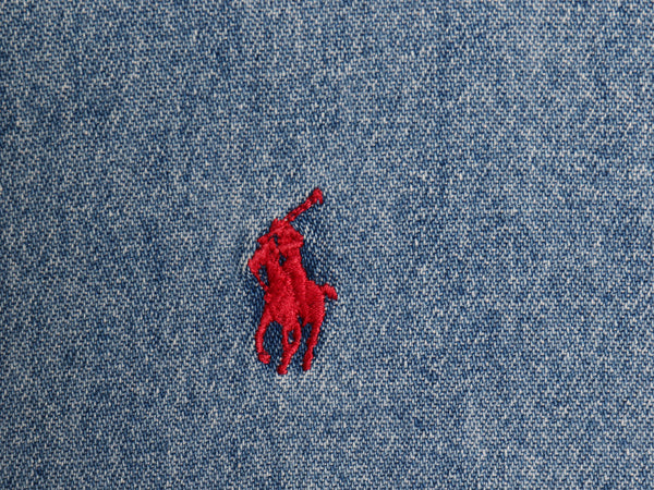 90s ラルフローレン ボタンダウン 長袖 デニム シャツ メンズ M / オールド ポロ コットン ワンポイント ポニー 刺繍 BD カジュアル ブルー