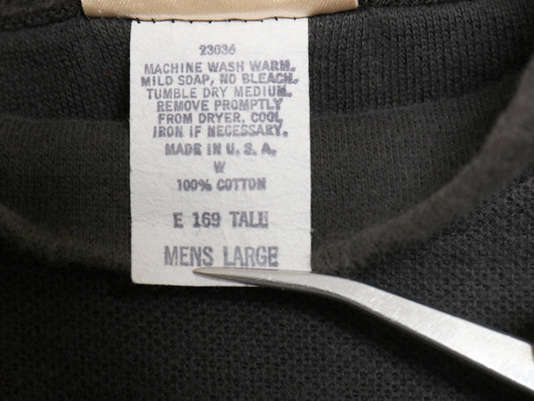 80s USA製 エルエルビーン モックネック 鹿の子 長袖 Tシャツ メンズ L 古着 ヴィンテージ ロンT カットソー ロングスリーブ ハイネック 黒