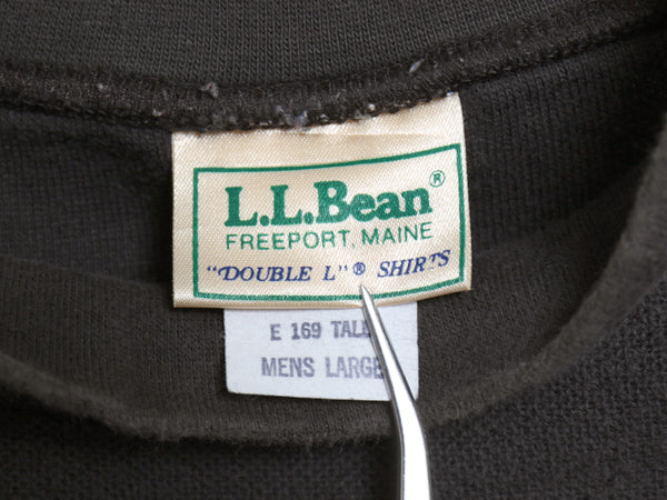 80s USA製 エルエルビーン モックネック 鹿の子 長袖 Tシャツ メンズ L 古着 ヴィンテージ ロンT カットソー ロングスリーブ ハイネック 黒
