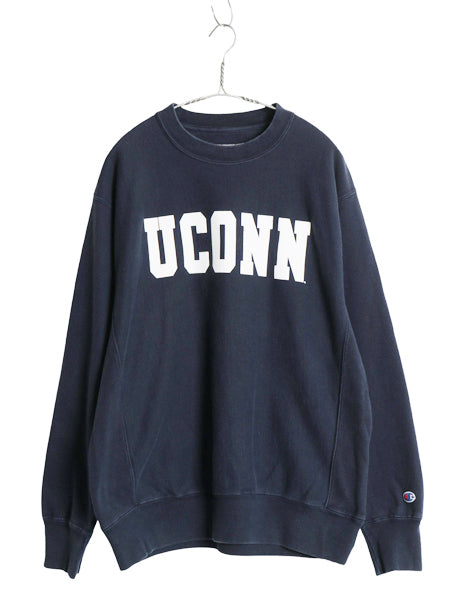 00s チャンピオン オリジナル リバースウィーブ カレッジ プリント スウェット メンズ M 古着 オールド トレーナー 裏起毛 目付き ネイビー