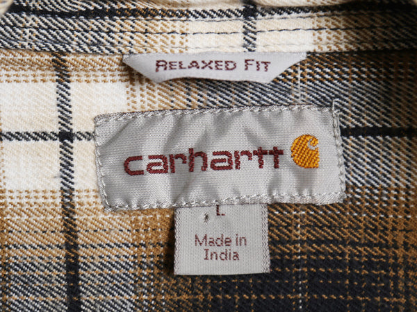 US企画 カーハート 長袖 ボタンダウン フランネル シャツ メンズ L オンブレ チェック RELAXED FIT ネルシャツ シャドー 廃盤 マルチカラー