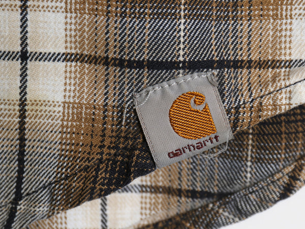US企画 カーハート 長袖 ボタンダウン フランネル シャツ メンズ L オンブレ チェック RELAXED FIT ネルシャツ シャドー 廃盤 マルチカラー