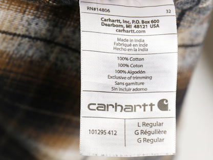 US企画 カーハート 長袖 ボタンダウン フランネル シャツ メンズ L オンブレ チェック RELAXED FIT ネルシャツ シャドー 廃盤 マルチカラー