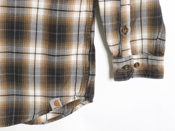 US企画 カーハート 長袖 ボタンダウン フランネル シャツ メンズ L オンブレ チェック RELAXED FIT ネルシャツ シャドー 廃盤 マルチカラー