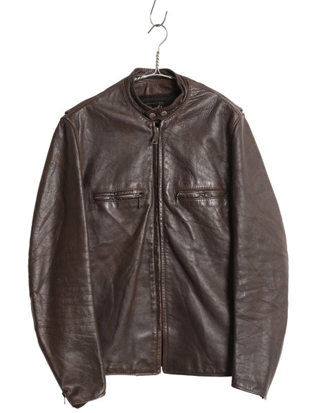 60s ★ Brooks 本革 レザー シングル ライダース ジャケット 40 メンズ M / 古着 ヴィンテージ BUCO J-100 タイプ 革ジャン カフェレーサー