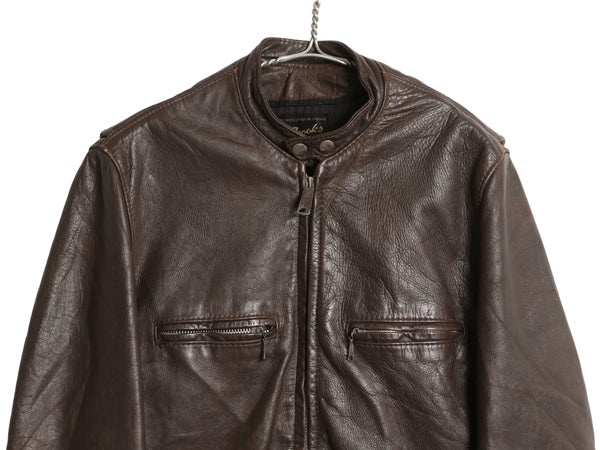 60s ★ Brooks 本革 レザー シングル ライダース ジャケット 40 メンズ M / 古着 ヴィンテージ BUCO J-100 タイプ 革ジャン カフェレーサー