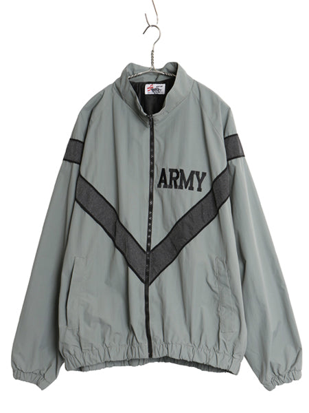 米軍実物 US ARMY ナイロン トレーニング ジャケット メンズ XL 程 軍物 IPFU ミリタリー ブルゾン ジャンパー フルジップ 大きいサイズ 灰