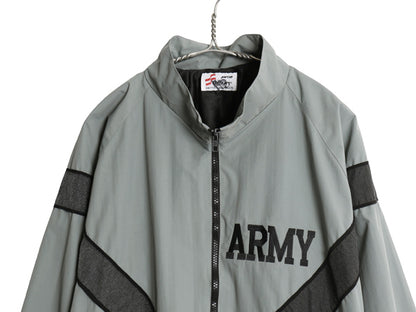 米軍実物 US ARMY ナイロン トレーニング ジャケット メンズ XL 程 軍物 IPFU ミリタリー ブルゾン ジャンパー フルジップ 大きいサイズ 灰