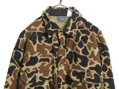 80s USA製 ウールリッチ ダックハンター カモ ウール CPO シャツ メンズ XL 古着 ヴィンテージ 迷彩 ハンティング 長袖シャツ 大きいサイズ