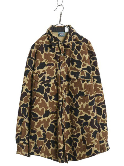 80s USA製 ウールリッチ ダックハンター カモ ウール CPO シャツ メンズ XL 古着 ヴィンテージ 迷彩 ハンティング 長袖シャツ 大きいサイズ