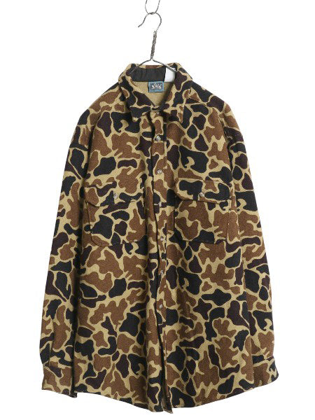 80s USA製 ウールリッチ ダックハンター カモ ウール CPO シャツ メンズ XL 古着 ヴィンテージ 迷彩 ハンティング 長袖シャツ 大きいサイズ