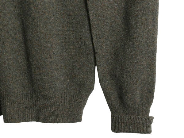 90s ポロ ラルフローレン ニット ポロシャツ メンズ XL オールド ラム ウール ハイゲージ セーター 大きいサイズ シンプル カーキ グリーン