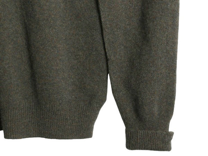 90s ポロ ラルフローレン ニット ポロシャツ メンズ XL オールド ラム ウール ハイゲージ セーター 大きいサイズ シンプル カーキ グリーン