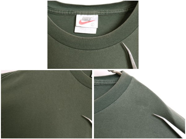 90s USA製 ナイキ スウッシュ パッチ付き 半袖 Tシャツ メンズ L / 旧タグ オールド ヘビーウェイト コットン ワンポイント カットソー 緑